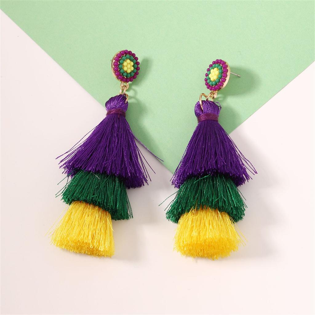 Ladies' Carnival Elements Tassel Versatile Temperament Fashionable Light Luxury Earrings And Earrings