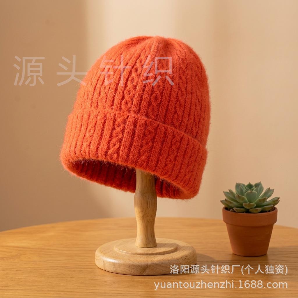Autumn and winter new velvet thickened men's and women's warm windproof and cold wool knitted hat solid color cold hat