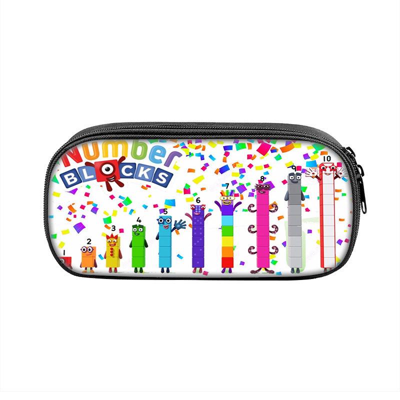 Estuche Grande de Lápices con Estampado de Numberblocks: Bolsa de Papelería de Bloques de Construcción Periférico de Juego