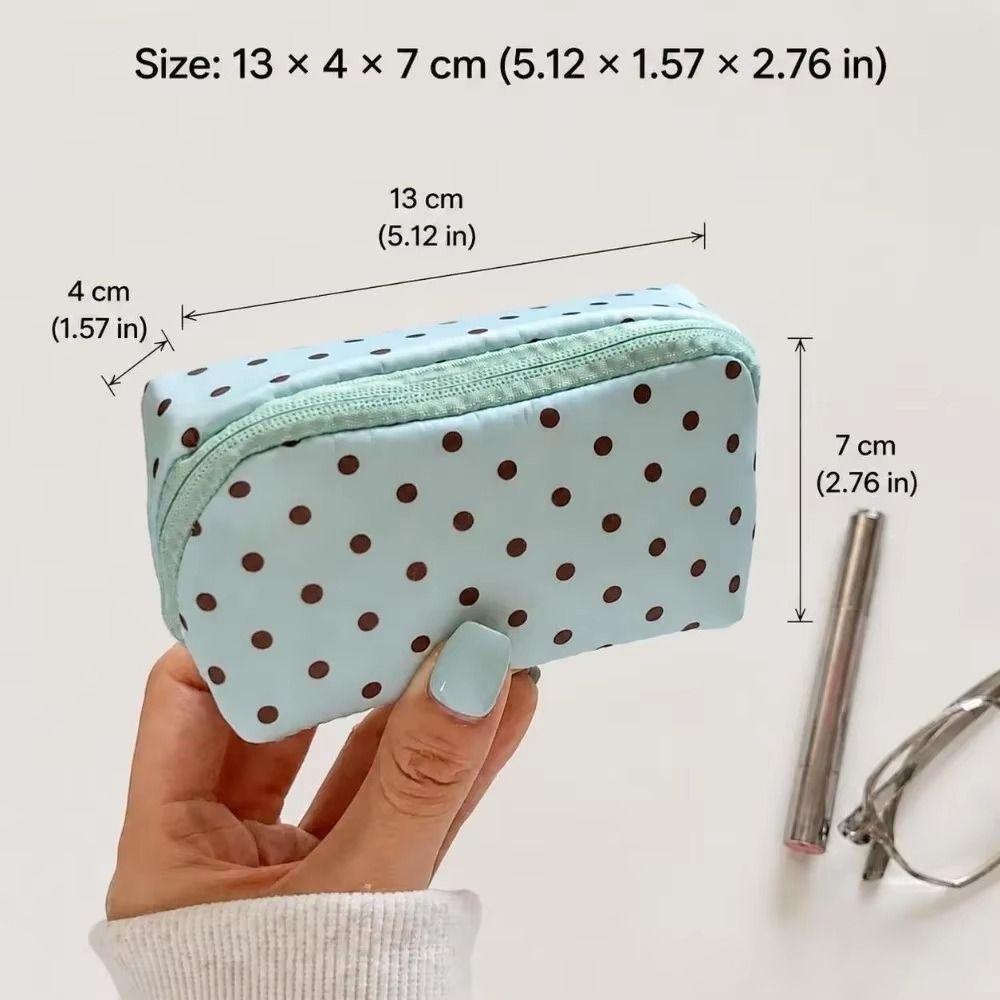 Small Polka Dot Cosmetic Bag Printed Travel Zipper Pouch Toiletries Organization