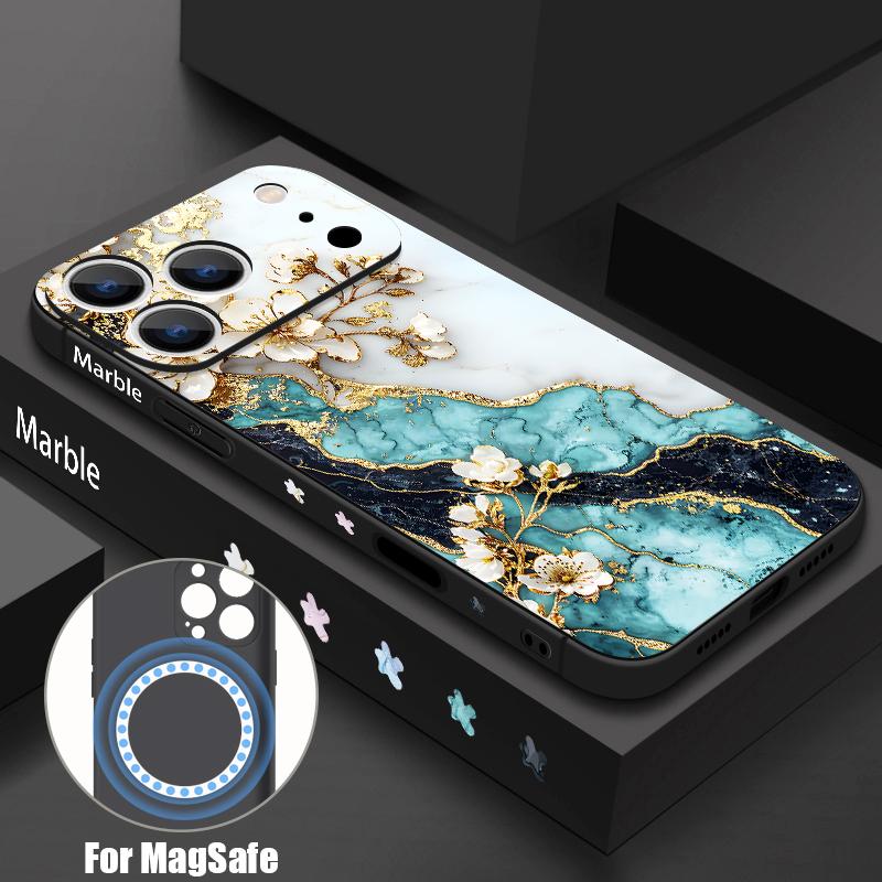 Luxury Sandstone Marble Pattern Case For iPhone 16 Pro Max Magnetic For Magsafe Soft Cover For iPhone 17 15 14 13 Pro Max 17E 16E
