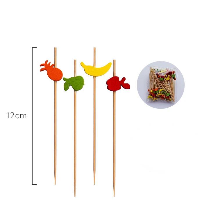 100pcs Creative Disposable Fruit Stick Art Bamboo Stick Fruit Skewer Cocktail Burger Garnish Stick Drink Stirring Stick
