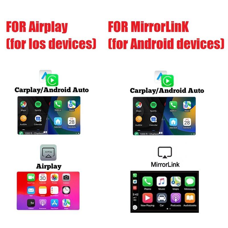 ABUO-Wireless For Carplay 4In1 AI Box USB Dongle Wired Connection For Android Auto/Mirror Link/Airplay In For Car