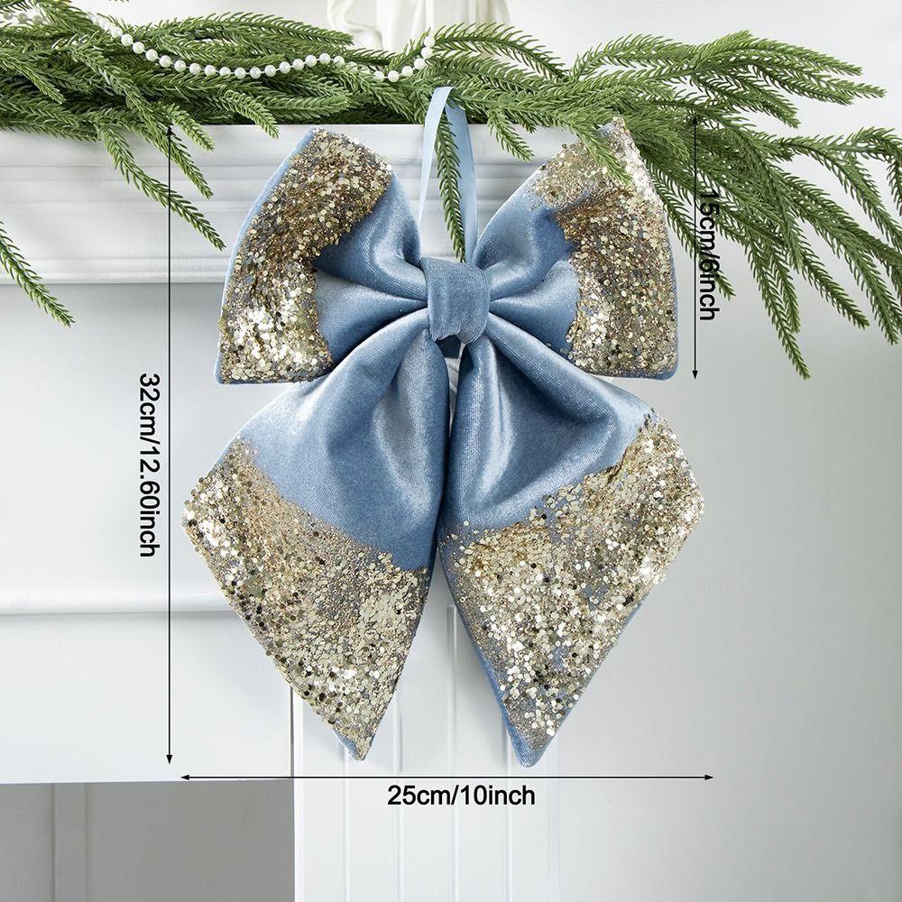 Multicolor Christmas Bow Decoration Satin Sequin Glitter Xmas Hanging Ornament Hanging Design Scennry Making Bowknot Pendant