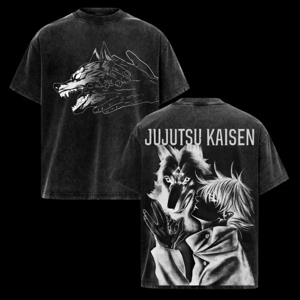 

Fushiguro Megumi Printed Tee Anime Jujutsu Kaisen Clothing Men Women Retro Washed T-shirts Casual Tshirt Harajuku Cotton T Shirt XXL чёрный