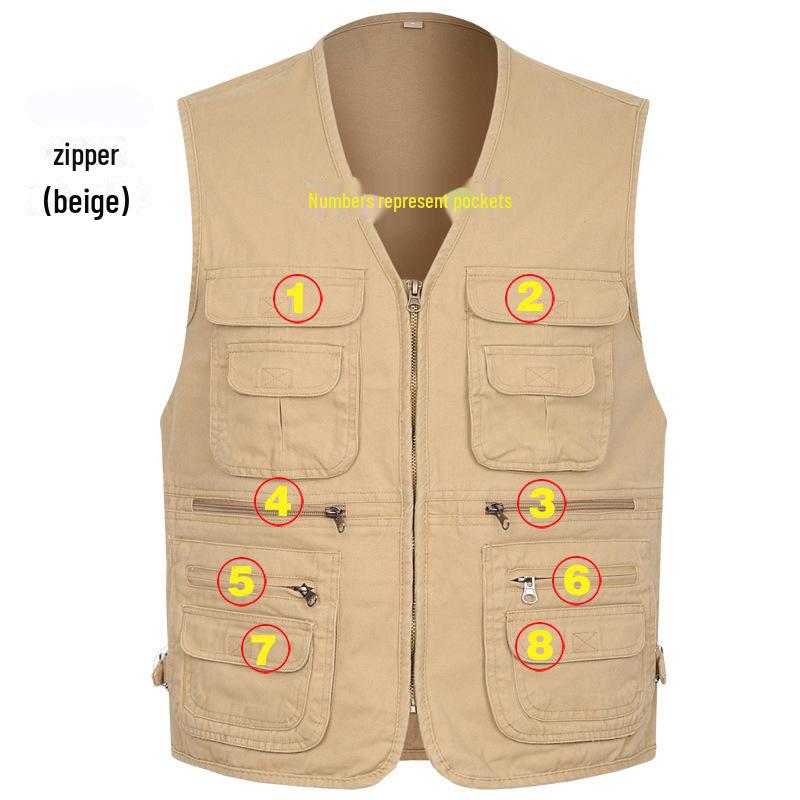 Men's Plus Size Pure Cotton Multi-Pocket Fishing Photography Vest