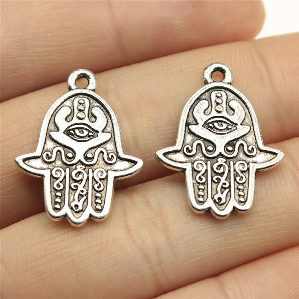 10pcs Charms Hamsa Hand Antique Silver Color Hamsa Hand Charms Pendants For Bracelets Lufthansa Hand Charms Wholesale