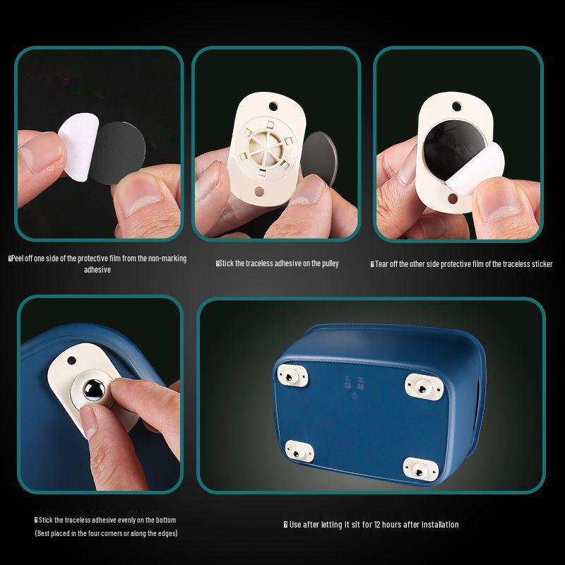 Universal Punch-Free Adhesive Small Wheel Pulley for Storage Boxes