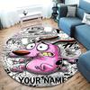 Pink Bunny Galaxy Custom Name Round Area Rug Carpet Rug For Living Room Bedroom Sofa Playroom Decor Nonslip Floor Mat