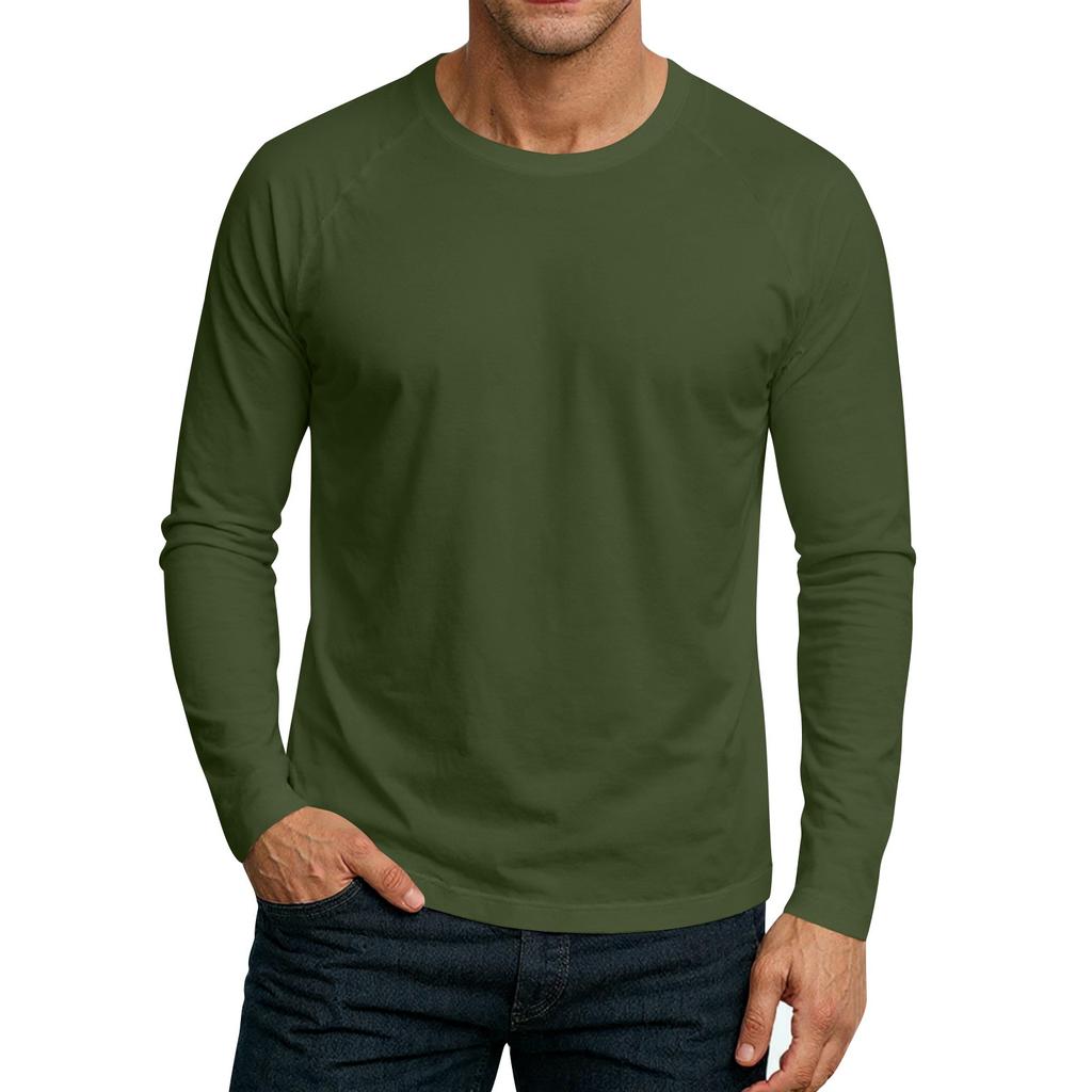 Men's Round Neck Plunger Long Sleeve T-Shirt Top