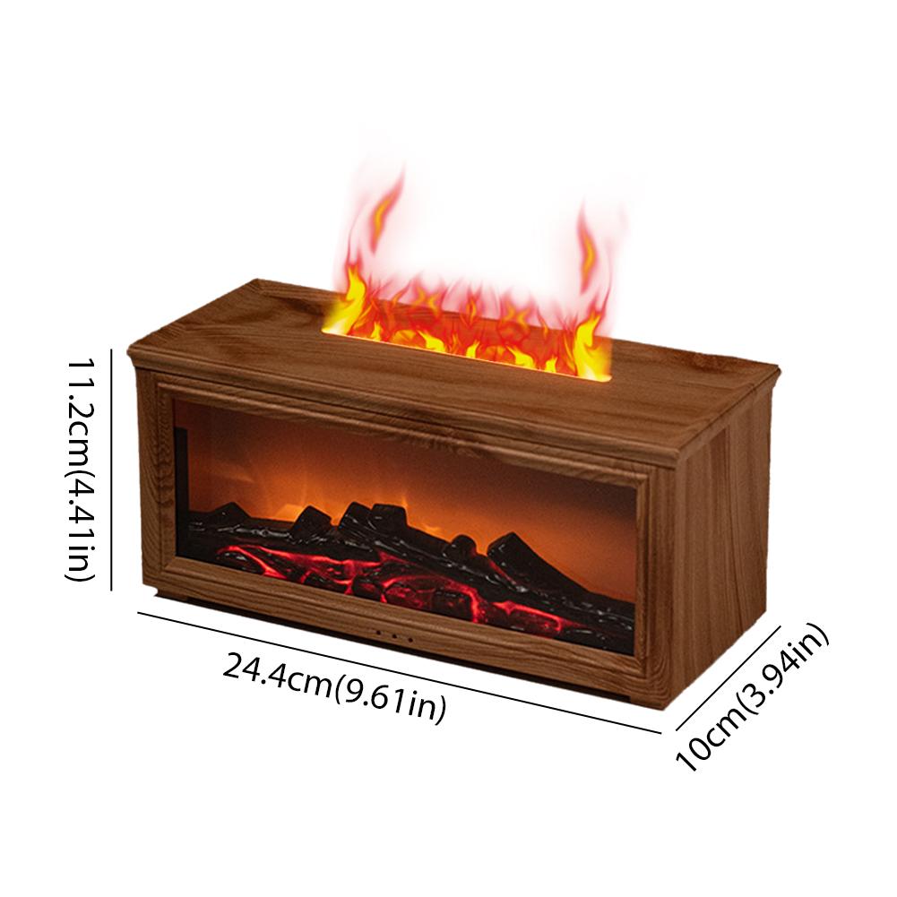 Simulated 3D Fireplace Flame Desktop Essential Oil Diffuser with Remote Control Home Aroma Therapy Humidifier for Relaxation
