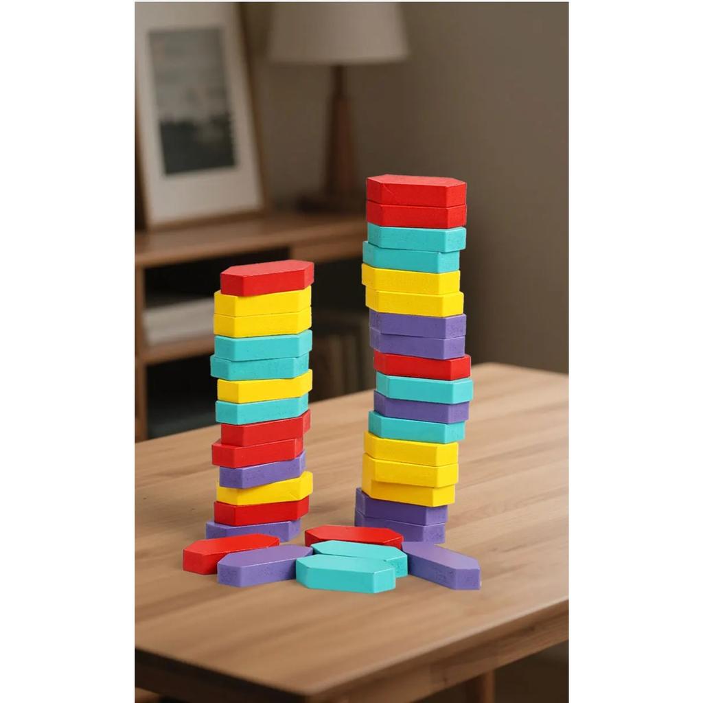 Wooden Number Battle Building Blocks Game - Children's Math Learning Toy for Number Matching and Color Sorting Interactive Play