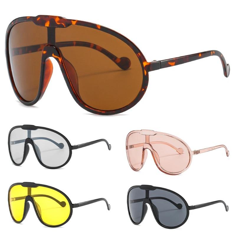 Integrated Conjoined Sunglasses Summer Oversized HD Lens Shades New Y2K Vintage Round Sun Glasses Outdoor Uv Protective Goggles