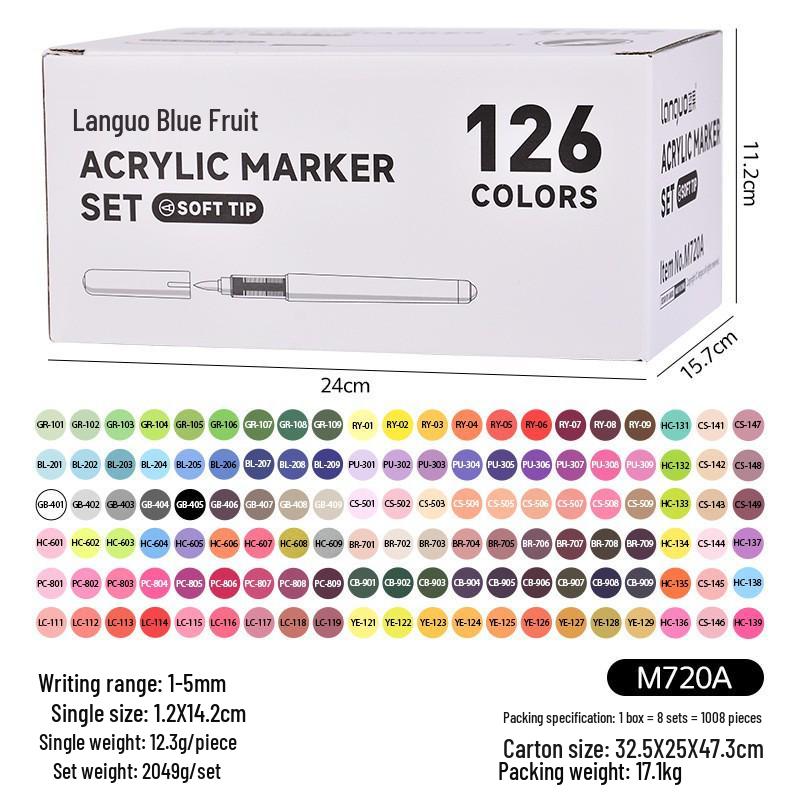 Blue Fruit Direct Liquid Acrylic Marker Pen for Kids - Large Capacity Soft Tip for Watercolor Painting