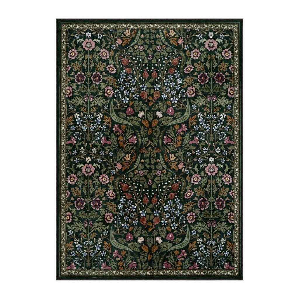 Bohemian Floral Rug Vibrant Blossom Floral Living Room Area Rug Minimalist Bedroom Decorative Rug Washable Rug Anti-slip Rug
