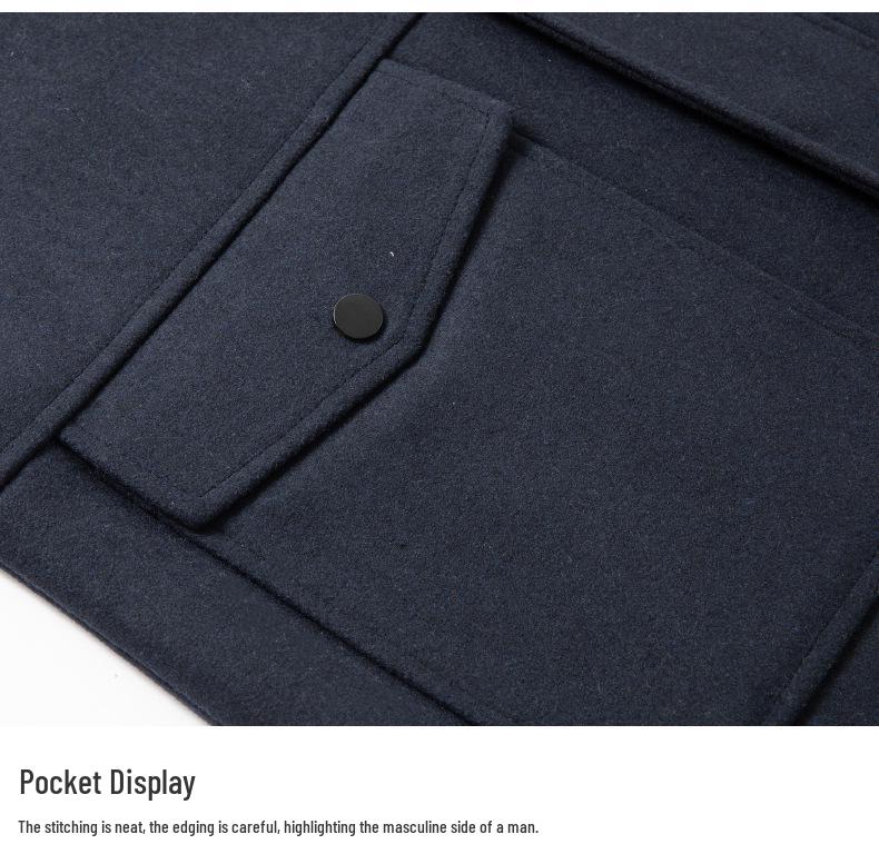 Men's Double-Layer Collar Wool Coat - Autumn/Winter European Size Business Outerwear