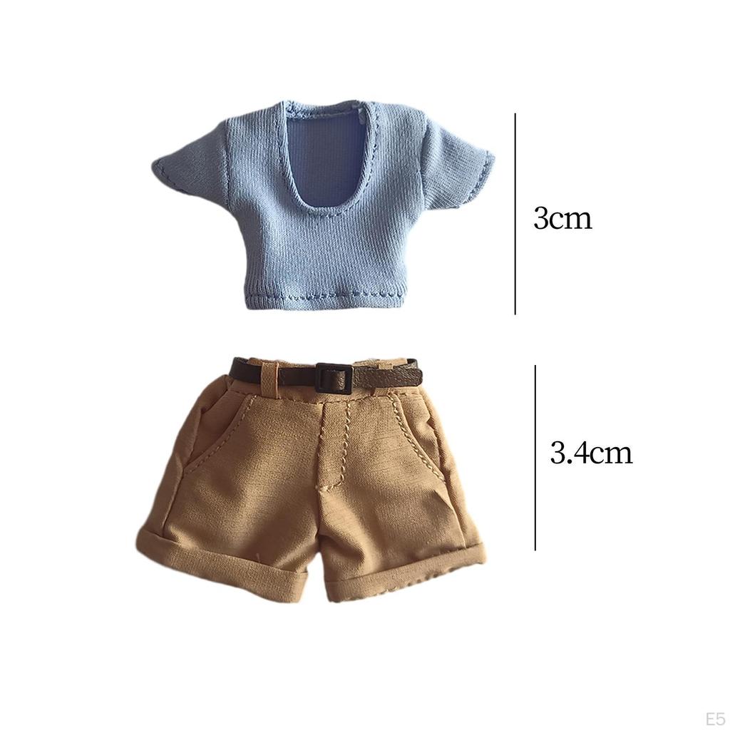 1/12 Action Figure Outfit with Belt, T Shirt and Shorts for 6 Inch Dolls