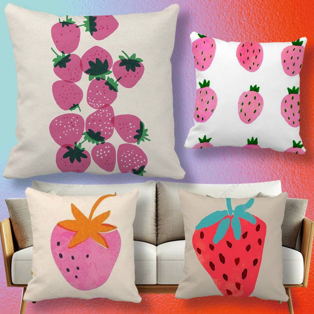 Japanese Korean Sweet Strawberry Pillow Cover Soft Microfiber Pillowcase Home Sofa Decor Surprise Decorative Printed