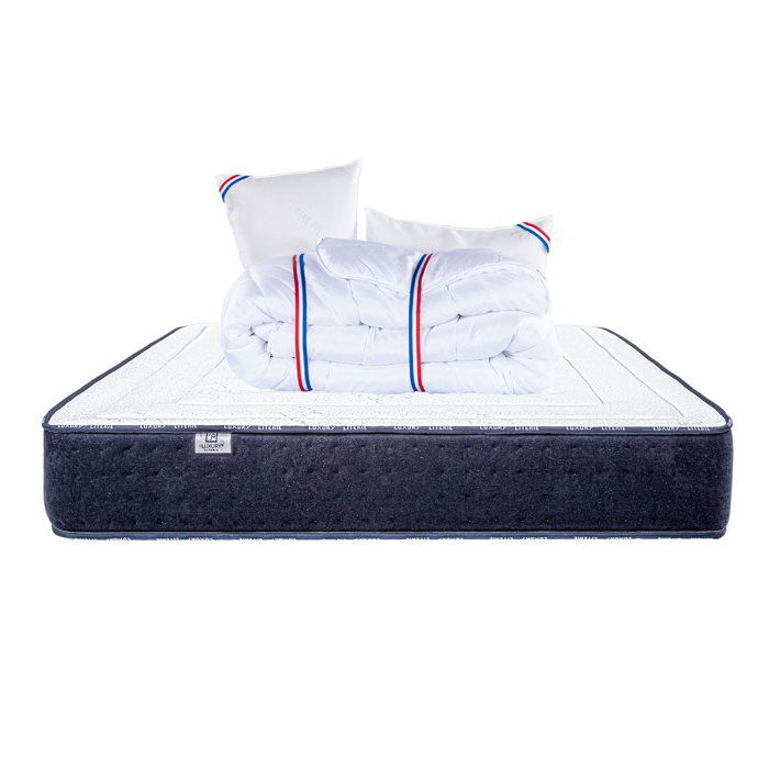 Matelas 140x190 cm,Nuage,24 cm,mousse mémoire de forme,mi-ferme,face été/hiver + 2 oreillers + couette