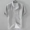 Men's Summer Loose Fit Basic Cotton-Linen Short Sleeve Shirt