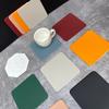 Square Imitation Leather Cup Mat Home Coaster Waterproof Oil Resistant Non-slip Pad Heat-insulating Tea Coffee Mug Drinks Holder