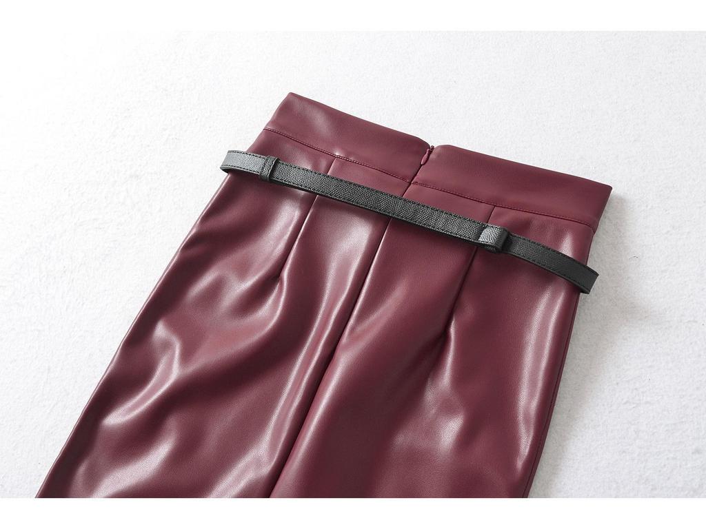 Sleek PU Leather High-Waisted Short Skirt with Waistband - Sexy, Hip-Hugging Design for Autumn/Winter
