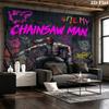 Chainsaw Man Wandteppich Ästhetisches Wandbehang Gedruckter Stoffdecke Dekorative Wandteppiche Für Schlafzimmer Wohnzimmer Heimdekoration