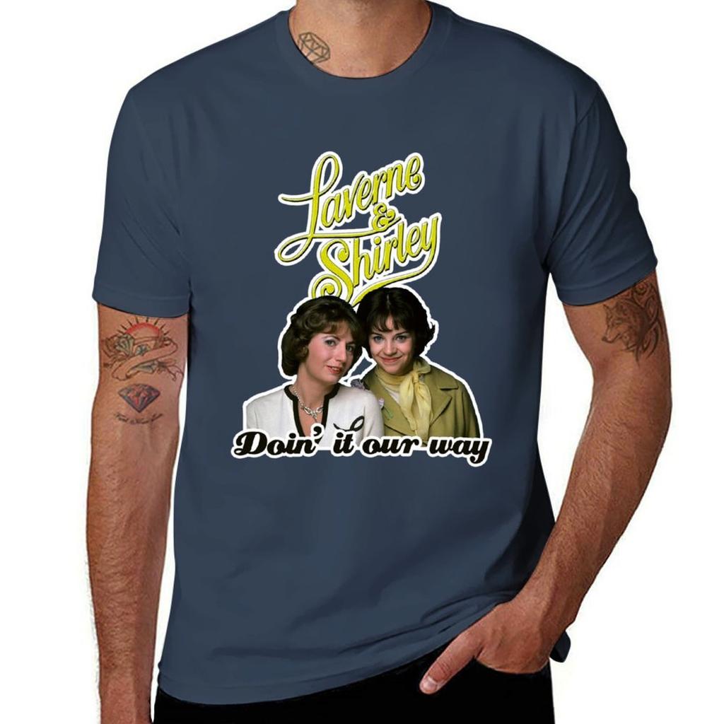 Doin It Our Way Yellow Laverne Shirley 70s Retro Tribute TShirt Casual All Match Short Sleeve TShirt