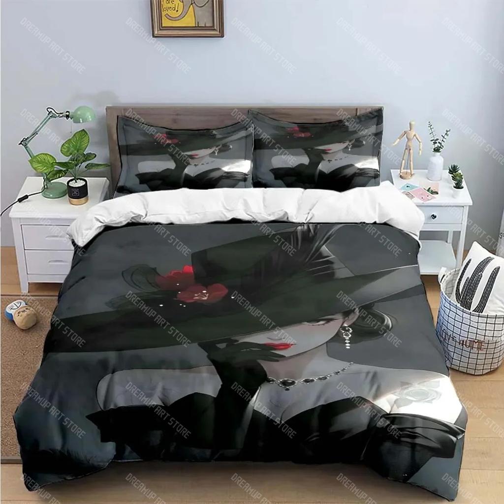 Schwarz-Weiß-Druck Bettwäschesets Bettzubehörset Bettbezug Bettdecke Set Bettwäscheset Luxusgeschenk Mode Neue Frau-Sexy