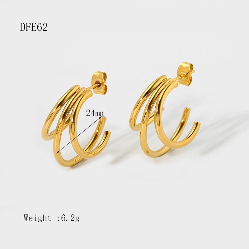 INS Hot Sale Exaggerated Geometric Three-claw Ring Earrings Plated 18K Gold Stainless Steel Premium Waterproof Earrings Women