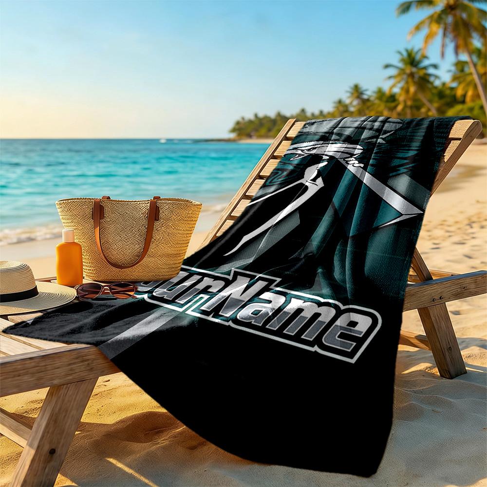 Philadelphia Eagles Personalized Name Beach Towel Soft Durable Quickdry Perfect For Traveling Yoga Camping And Swimming