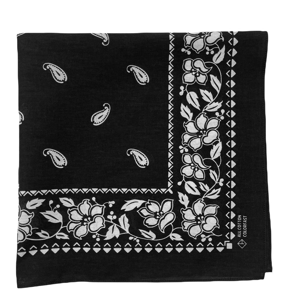Trifong Bandana Black Adult Bandana Paisley Pattern 100% Cotton Handkerchief Stylish Bandana Cap Cotton Bandana Men's Women's Unisex 55cm X 55cm