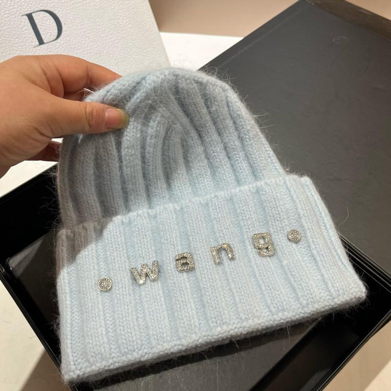 Winter Sequin Rabbit Knit Hat Fashion Simple M Letter Warm Beanie Women