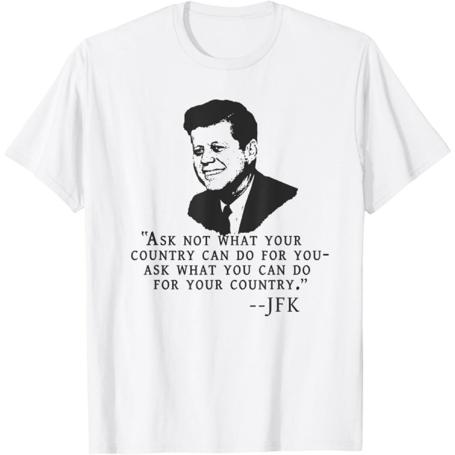 John F Kennedy T-Shirts by Scarebaby JFK Ask Not What Your Country Can Do T-Shirt JFK T-Shirt XXXXXL белый