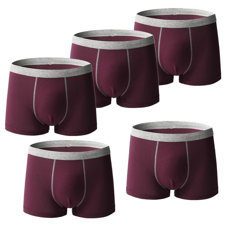 5 Pcs Men Cotton Boxer Briefs Mid‑Waist Antibacterial Breathable Underpants Comfort Soft Contrast Waistband Male Underwear L XL 2XL 3XL 4XL 5XL 6XL