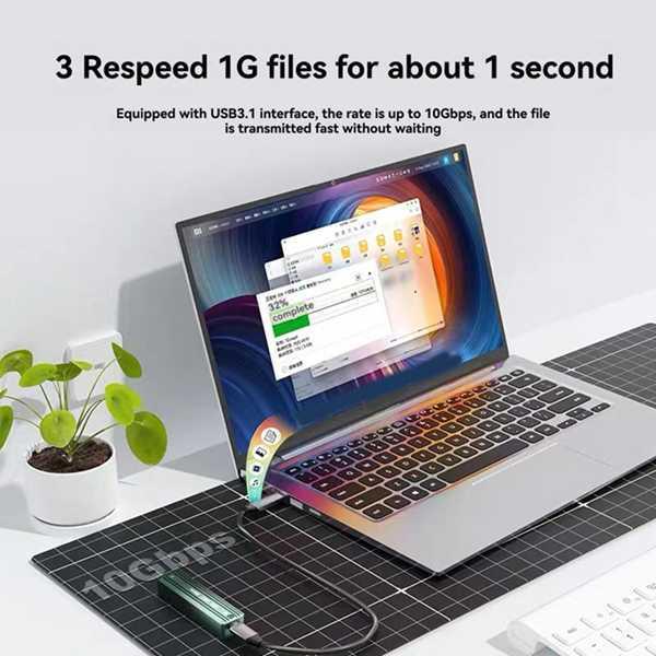 2280 NVMe M.2 Aluminum Alloy Solid-State Drive Enclosure, Color: As Shown