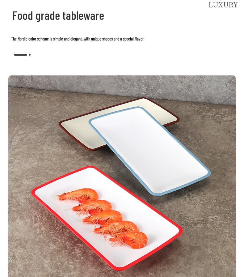 Rektangulär Melamin Imitation Porslinstallrik för BBQ, Hot Pot, Grönsaker, Grillat Kött, Sushi och Restauranganvändning.