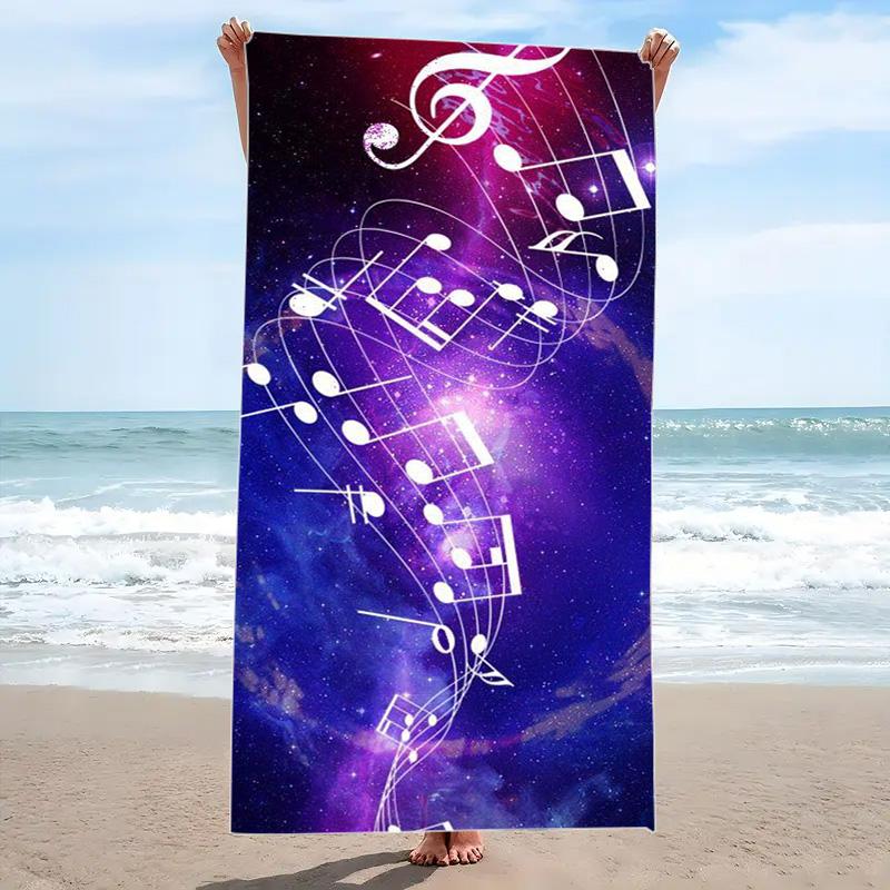 Music Print Beach Towel, Large Soft Quick Dry Towel for Beach Camping Swimming