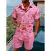 Men Sportswear 2PCS Shirts Suits Man 3D print Fashion Shirts+Shorts Two Piece Sets Hawaii Beach lapel Shirt Set Unisex Clothing