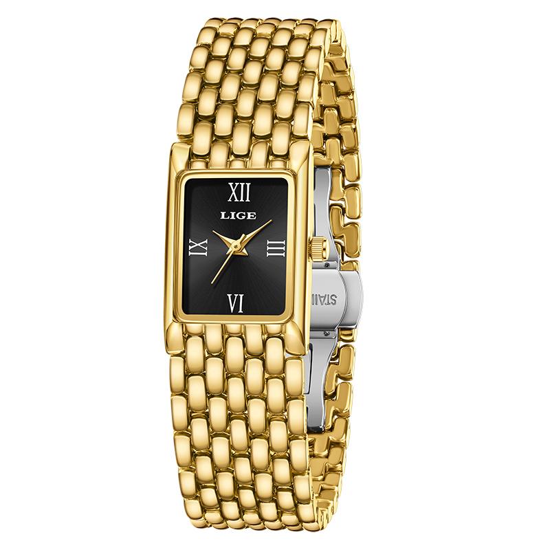 New Gold Watch Women Fashion Creative Square Quartz Women's Watches Simple Waterproof Date Chronograph Relogio Feminino+BOX