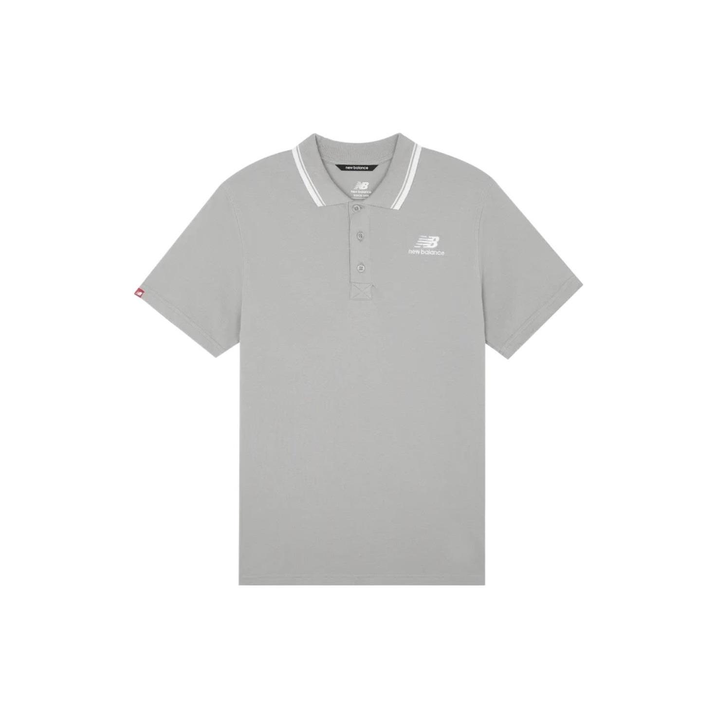 New Balance Short Sleeve Polo Shirt Asia Sizing Grey Men s AMT01983-TAG M