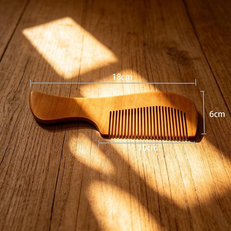 Beiyou Peach Wood Hair Comb with Handle for Seniors