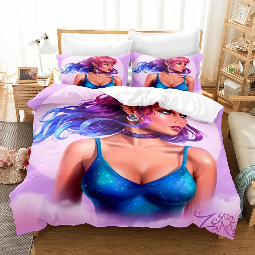 African Duvet Cover Set King Queen Size Modern Stylish Black Woman with Garland Decorative Polyester Bedding Set for Girls Women