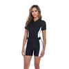 Womens Colorblock Short Sleeve Zipper Front One Piece Swimsuit Swimming Surfing Water Sports