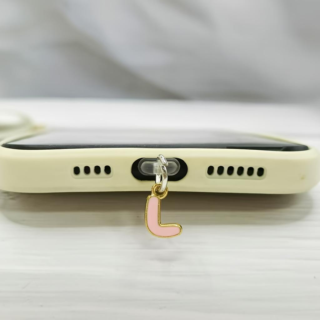 1 Stück Legierung Rosa Buchstabenanhänger Handy Staubschutzstecker Wasserdicht Staubdicht Staubfest