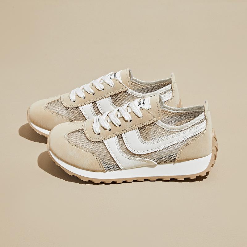 

Желтые женские весенне-летние новые ретро дышащие сетчатые показывающие стопу маленькие спортивные плоские повседневные туфли 40 хаки