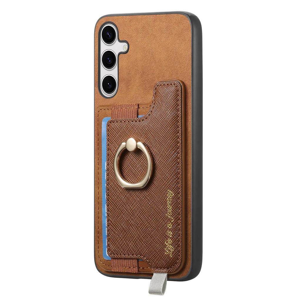 2 In 1 Detachable Magnetic Cards Bag Wallet Leather Ring Holder Case For Samsung Galaxy S24 Ultra S23Plus A05 A55 A15 A25 Cover