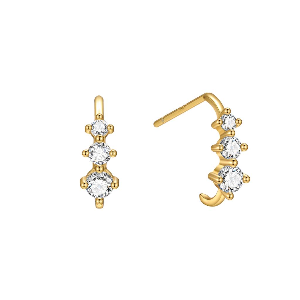 Girls Real 925 Sterling Silver fashion diamond Sparkling Earrings for Women Party Birthday Fine Jewelry