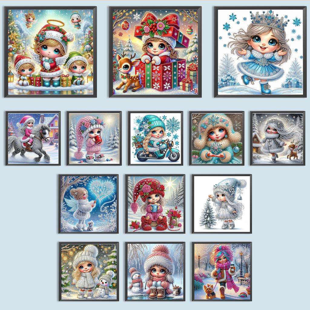 Snow Girl 5D DIY Diamond Art Painting Kits for Gift Home Wall Decor Diamond Art Kits DIY Gem Art Diamond Painting Kits 30x30cm