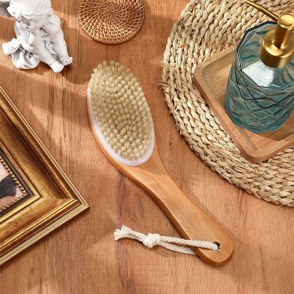 Durable Boar Bristle Body Brush Natural Wooden Shower Brushes Soft Dry Brushing for Exfoliation